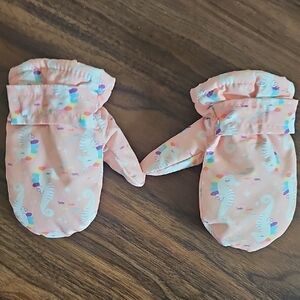 Kids Pink Seahorse Mittens